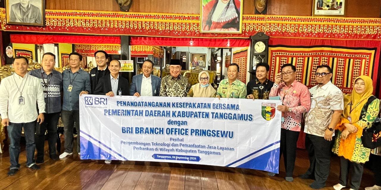 BRI Branch Office Pringsewu dan Pemkab Tanggamus Teken MoU Pengembangan Teknologi Perbankan